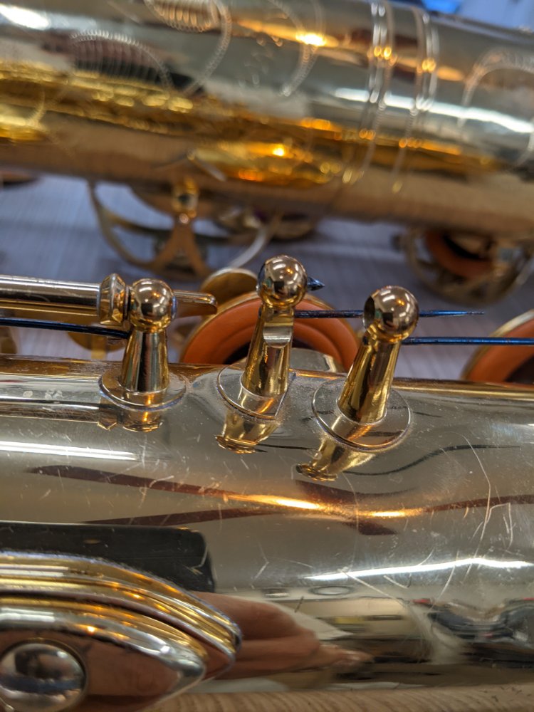 Did you know that baritone saxophones come in a two-piece model? Just kidding dent work needed is so severe I had to disassemble it at the bell it is however designed to come apart at the bottom&nbsp;bow.